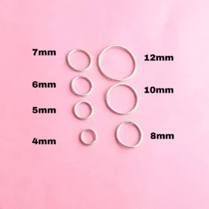 Round sterling silver hug hoop sleeper earrings.