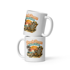 Beach Bones & Good Vibes White Glossy Mug
